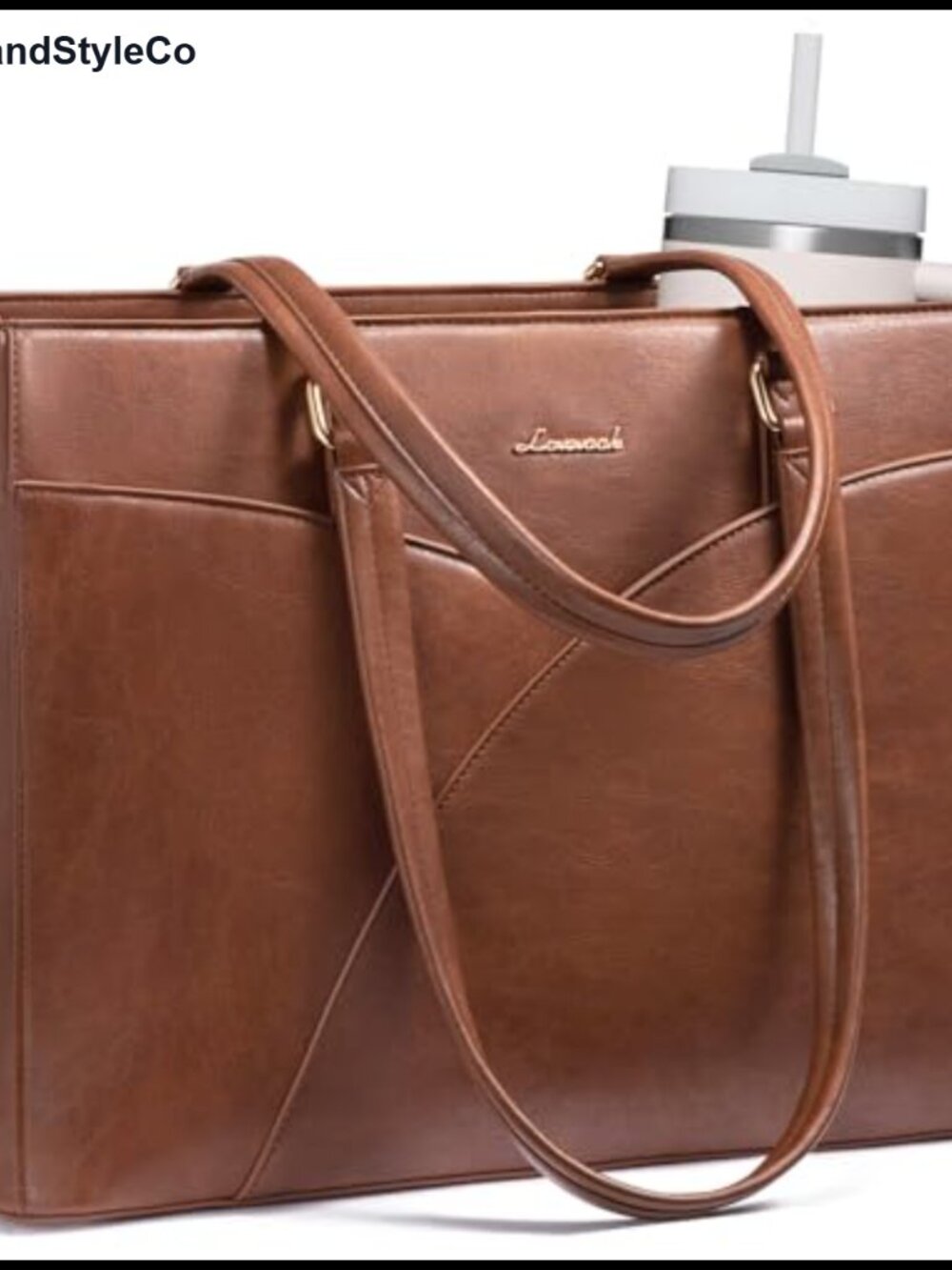 LOVEVOOK Laptop Tote Bag Fits 17.3 Inch Waterproof PU Leather Work Bag
